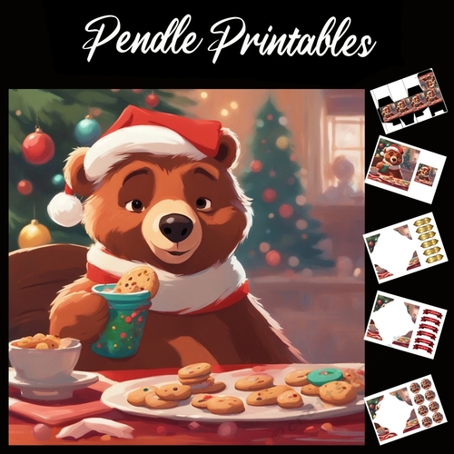 Breakfast Bear 7x7 card kit. Matching Box, Gift Bauble,Tag.