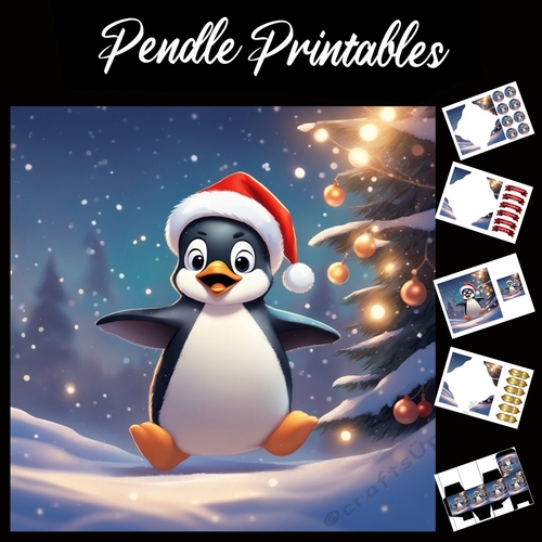 Star Jumps Cute Penguin 7x7 Card Kit. Matching Box, Gift Bauble, Tag.