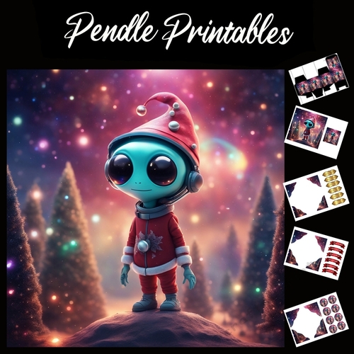 We Look For Santa 7x7 card kit. Matching Box, Gift Bauble,Tag.