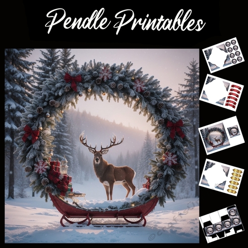 Ready To Go Reindeer 7x7 Card Kit. Matching Box, Gift Bauble, Tag.