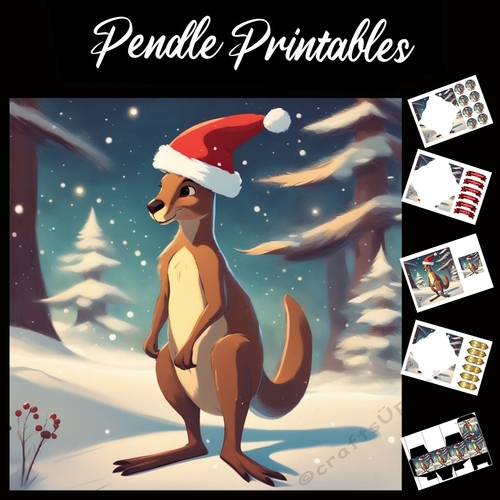 Kool Kangaroo 7x7 Card Kit. Matching Box, Gift Bauble, Tag.