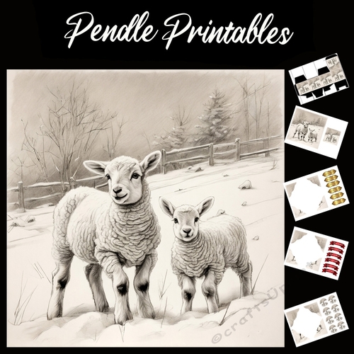 Big Brother. Lambs Card. 7x7 card kit. Matching Box, Gift Bauble,Tag.