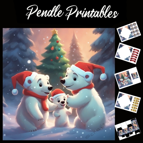 We Are Family Bears 7x7 Card Kit. Matching Box, Gift Bauble, Tag.