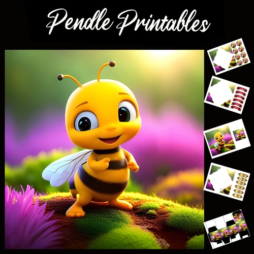 Bee There For You 7x7 Card Kit. Matching Box, Gift Bauble, Tag.
