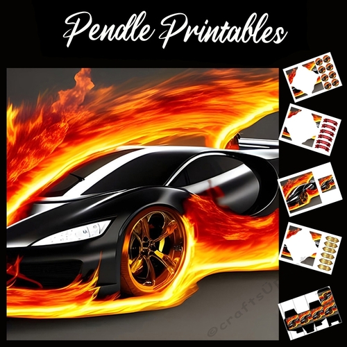 Wheels Of Fire. Car Card 7x7 Card Kit. Matching Box, Gift Bauble, Tag.