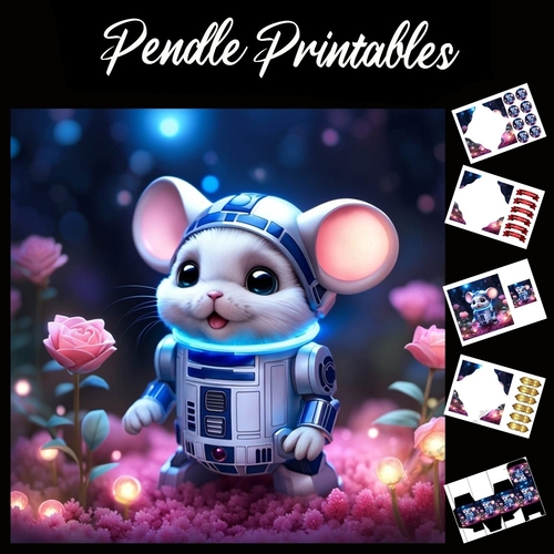 May The Force Be With You R2-D2 Mouse 7x7 Card Kit. Matching Box, Gift Bauble, Tag.
