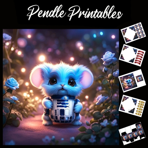 But I Wanted To Be The Cute Robot Mouse 7x7 Card Kit. Matching Box, Gift Bauble, Tag.