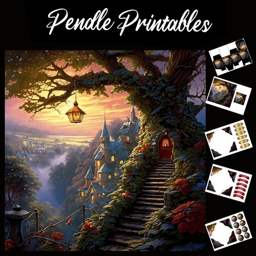 The Stairway. Fantasy Card. 7x7 card kit. Matching Box, Gift Bauble,Tag.