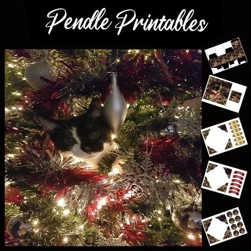 Bauble Bob . Cat Christmas Card. 7x7 card kit. Matching Box, Gift Bauble,Tag.