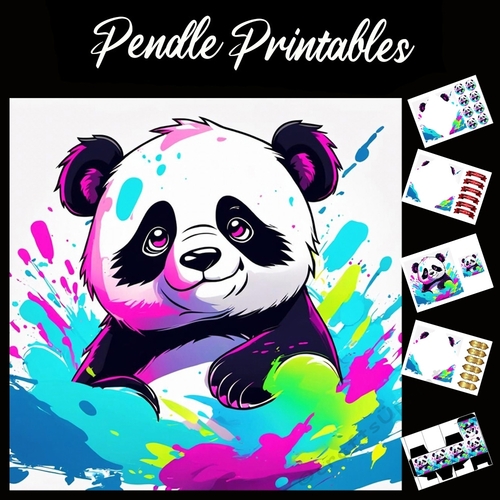 Making A Splash Cute Panda 7x7 Card Kit. Matching Box, Gift Bauble, Tag