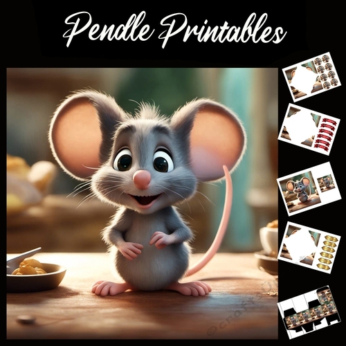 The Cute Ratouille Please Rat 7x7 Card Kit. Matching Box, Gift Bauble,Tag