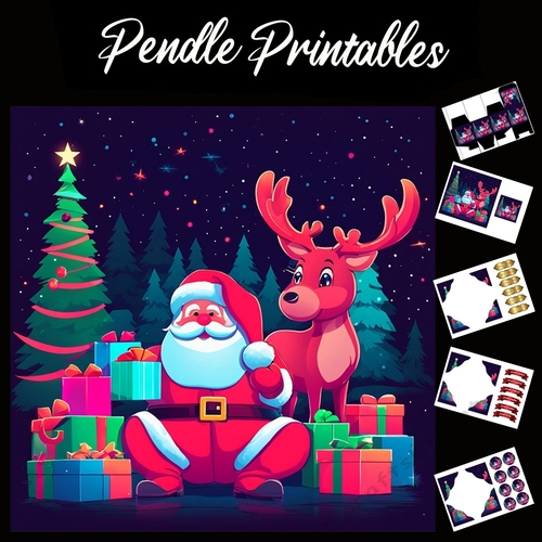 Its Hot Work Santa. Santa Christmas Card. 7x7 card kit. Matching Box, Gift Bauble,Tag.