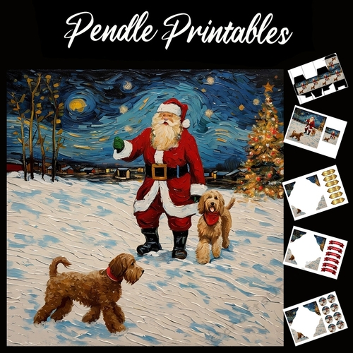 Pawfect Christmas. Dog Christmas Card. 7x7 card kit. Matching Box, Gift Bauble,Tag.