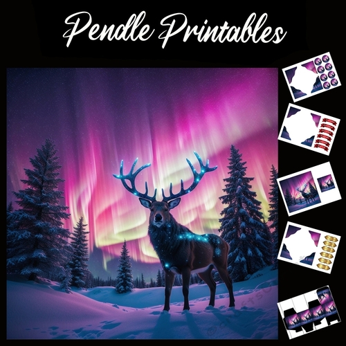 A Magical Reindeer 7x7 Card Kit. Matching Box, Gift Bauble,Tag