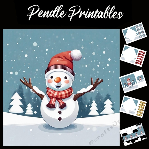 Hello There Snowman 7x7 Card Kit. Matching Box, Gift Bauble,Tag