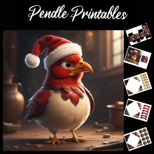 No Im Not Ready .Chicken Christmas Card. 7x7 card kit. Matching Box, Gift Bauble,Tag.