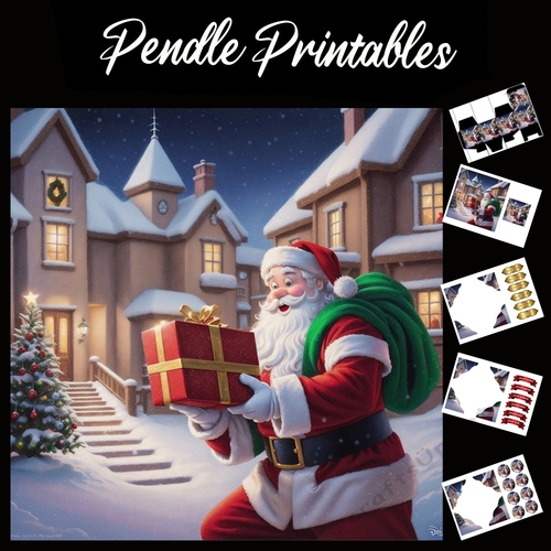 Special Delivery .Santa Christmas Card. 7x7 card kit. Matching Box, Gift Bauble,Tag.