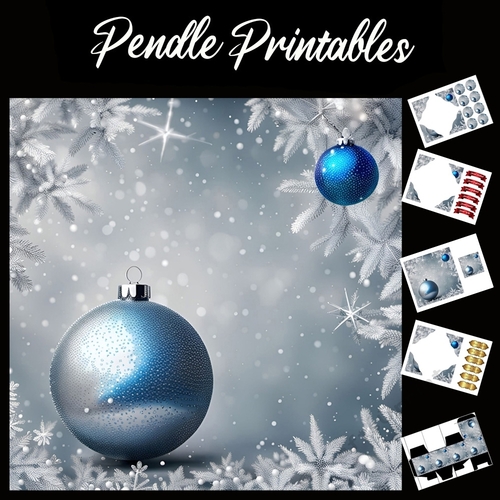 The Sparkling Christmas Bauble 7x7 Card Kit. Matching Box, Gift Bauble,Tag