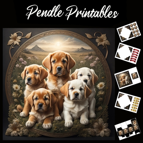 Labrador Family Portrait 7x7 Card Kit. Matching Box, Gift Bauble,Tag