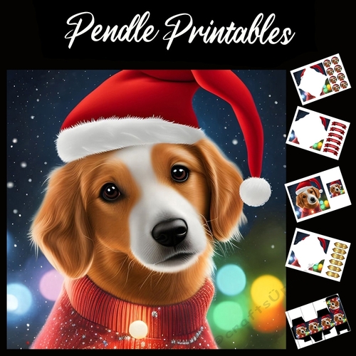 Magic Of Christmas Puppy 7x7 Card Kit. Matching Box, Gift Bauble,Tag