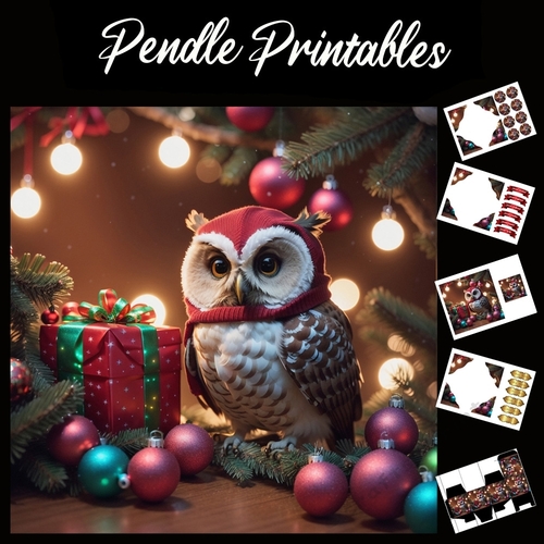 Have A Hoot At Christmas 7x7 Card Kit. Matching Box, Gift Bauble,Tag