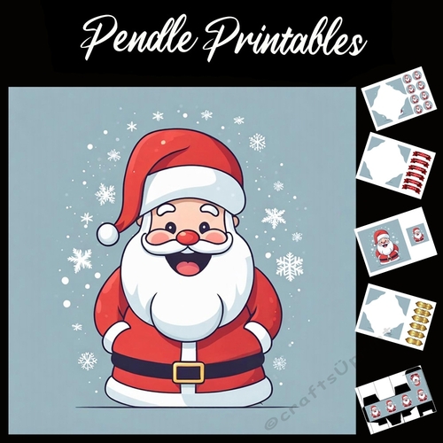 The Laughing Santa. Retro Style 7x7 Card Kit. Matching Box, Gift Bauble,Tag