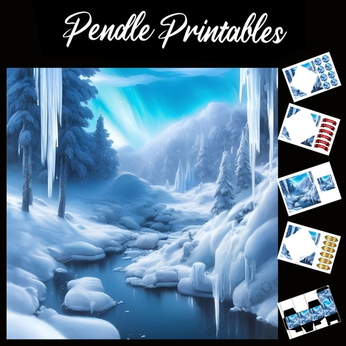 A Beautiful Frozen Scene 7x7 Card Kit. Matching Box, Gift Bauble,Tag