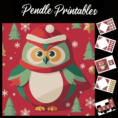 Paper Made Owl 7x7 Card Kit. Matching Box, Gift Bauble,Tag