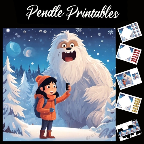 Selfie With Yeti 7x7 Card Kit. Matching Box, Gift Bauble,Tag