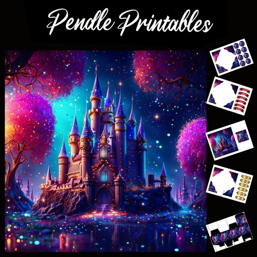 Fantastic Fantasy Castle 7x7 Card Kit. Matching Box, Gift Bauble,Tag