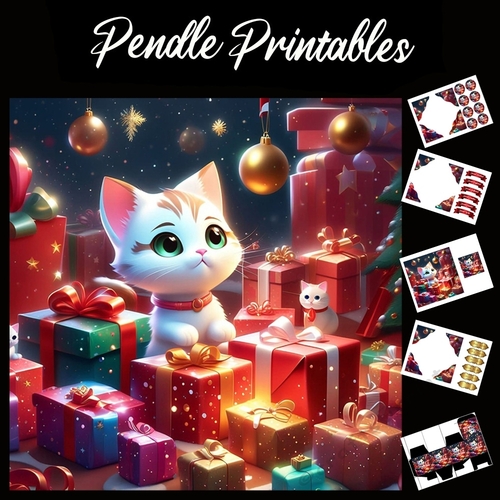 All For Me?  Kitten Card 7x7 Card Kit. Matching Box, Gift Bauble,Tag