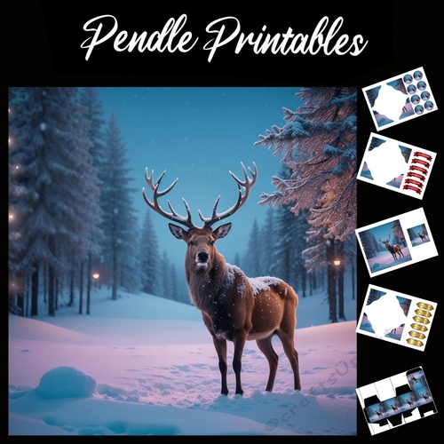 Stag At Sunrise 7x7 Card Kit. Matching Box, Gift Bauble,Tag