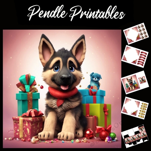 The Lucky Puppy 7x7 Card Kit. Matching Box, Gift Bauble,Tag