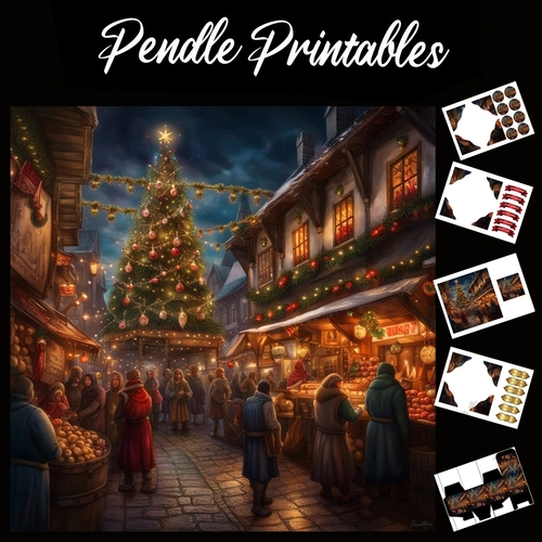 Heart Of The Christmas Market 7x7 Card Kit. Matching Box, Gift Bauble,Tag