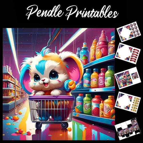 Clean Up Aisle One. Cute Naughty Puppy 7x7 Card Kit. Matching Box, Gift Bauble,Tag