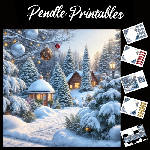 A Peaceful Christmas Morning 7x7 Card Kit. Matching Box, Gift Bauble,Tag
