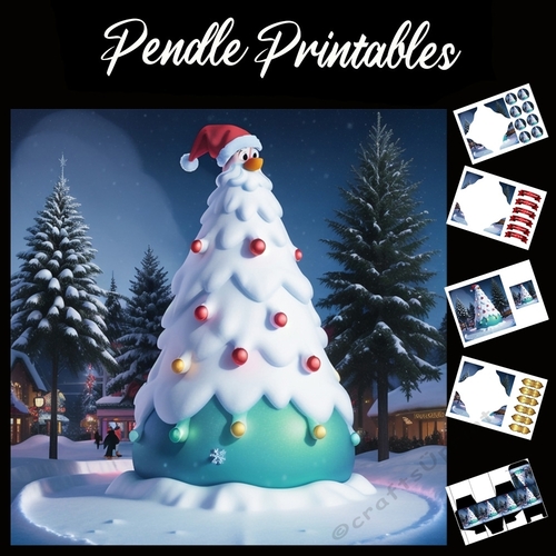 The Santa Christmas Tree 7x7 Card Kit. Matching Box, Gift Bauble,Tag