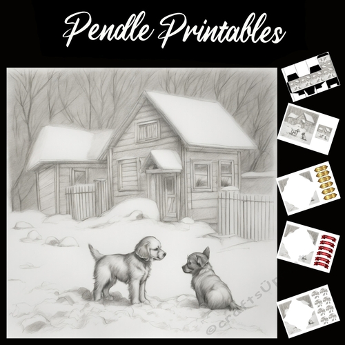 This Way Home. Puppy Card 7x7 Card Kit. Matching Box, Gift Bauble,Tag