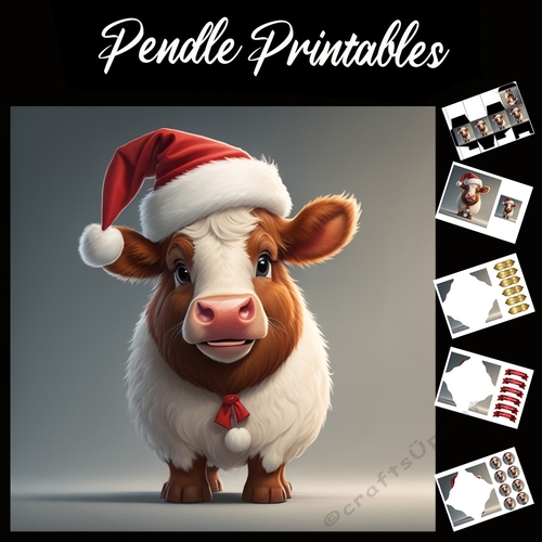 The Confused Cow 7x7 Card Kit. Matching Box, Gift Bauble,Tag