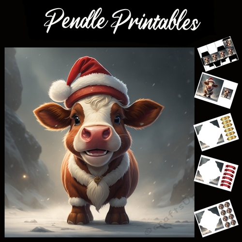 The Happy Cow 7x7 Card Kit. Matching Box, Gift Bauble,Tag