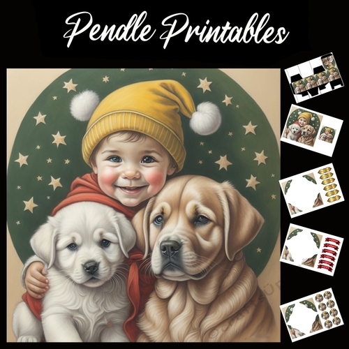 Best Buddies Christmas 7x7 Card Kit. Matching Box, Gift Bauble, Tag