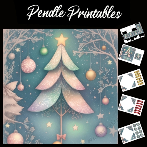 The Wing Christmas Tree 7x7 Card Kit. Matching Box, Gift Bauble, Tag