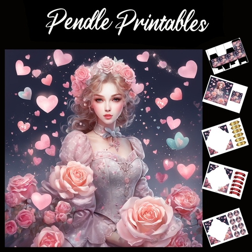 The Rose Girl 3 7x7 Card Kit. Matching Box, Gift Bauble, Tag