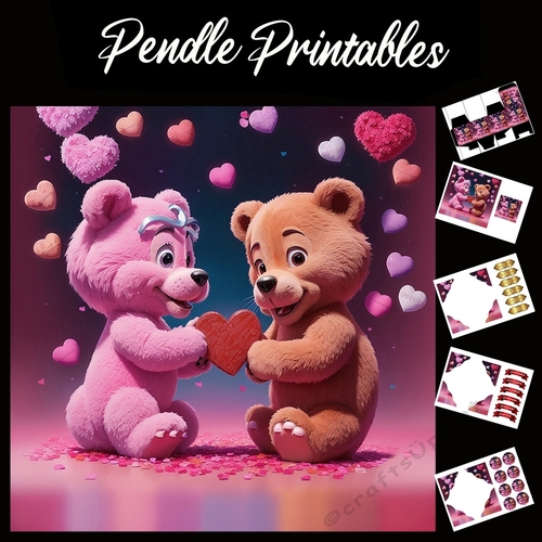 Sweets For My Sweet Bear. 7x7 Card Kit. Matching Box, Gift Bauble, Tag