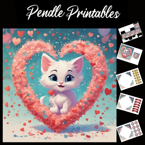 You Are Purrfect. Kitten Card 7x7 Card Kit. Matching Box, Gift Bauble,Tag