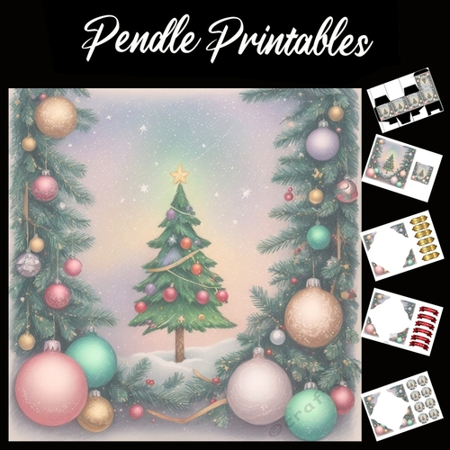 The Little Christmas Tree 7x7 Card Kit. Matching Box, Gift Bauble,Tag