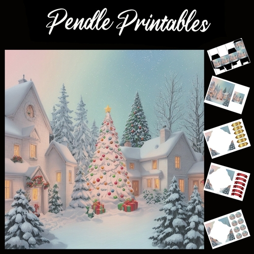 The Big Pink Christmas Tree 7x7 Card Kit. Matching Box, Gift Bauble,Tag