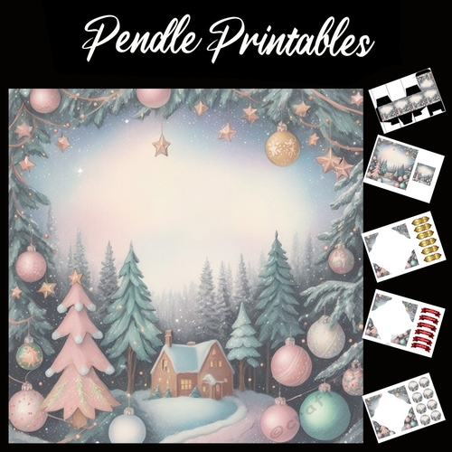 Cottage At The End Of The Path 7x7 Card Kit. Matching Box, Gift Bauble,Tag