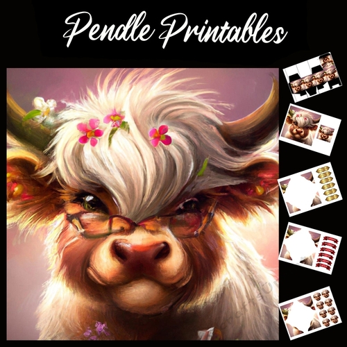 Heres Looking At You. Cute Cow Card 7x7 Card Kit. Matching Box, Gift Bauble,Tag
