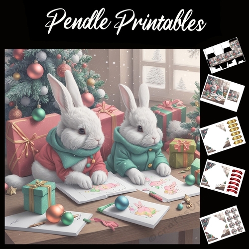 Rabbits Last School Day 7x7 Card Kit. Matching Box, Gift Bauble,Tag